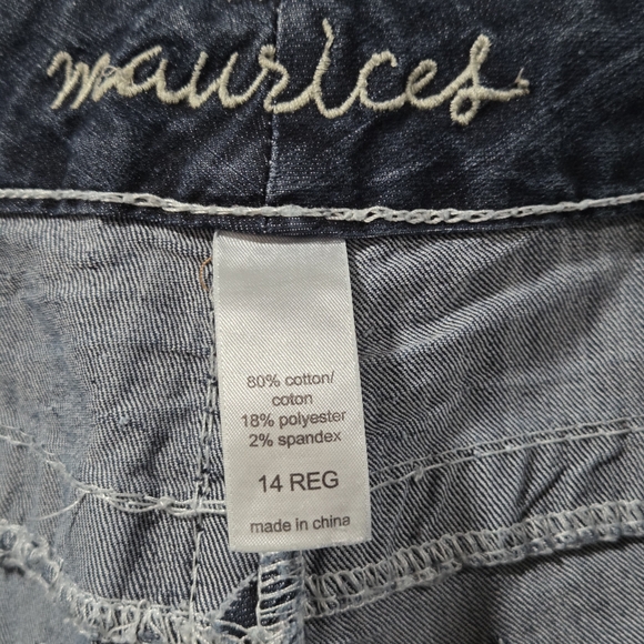 Maurices Bootcut Thick Stitch Embellished Jeans Sz 14 REG Y2K Distressed Bling - Picture 5 of 16